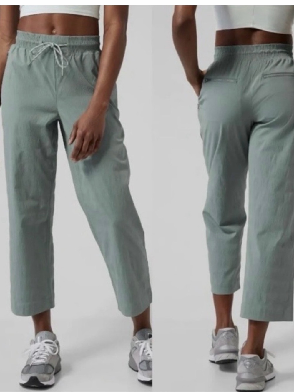 Athleta Trekkie Straight Crop Pants Size 8 Green Hiking Utility Gorpcore